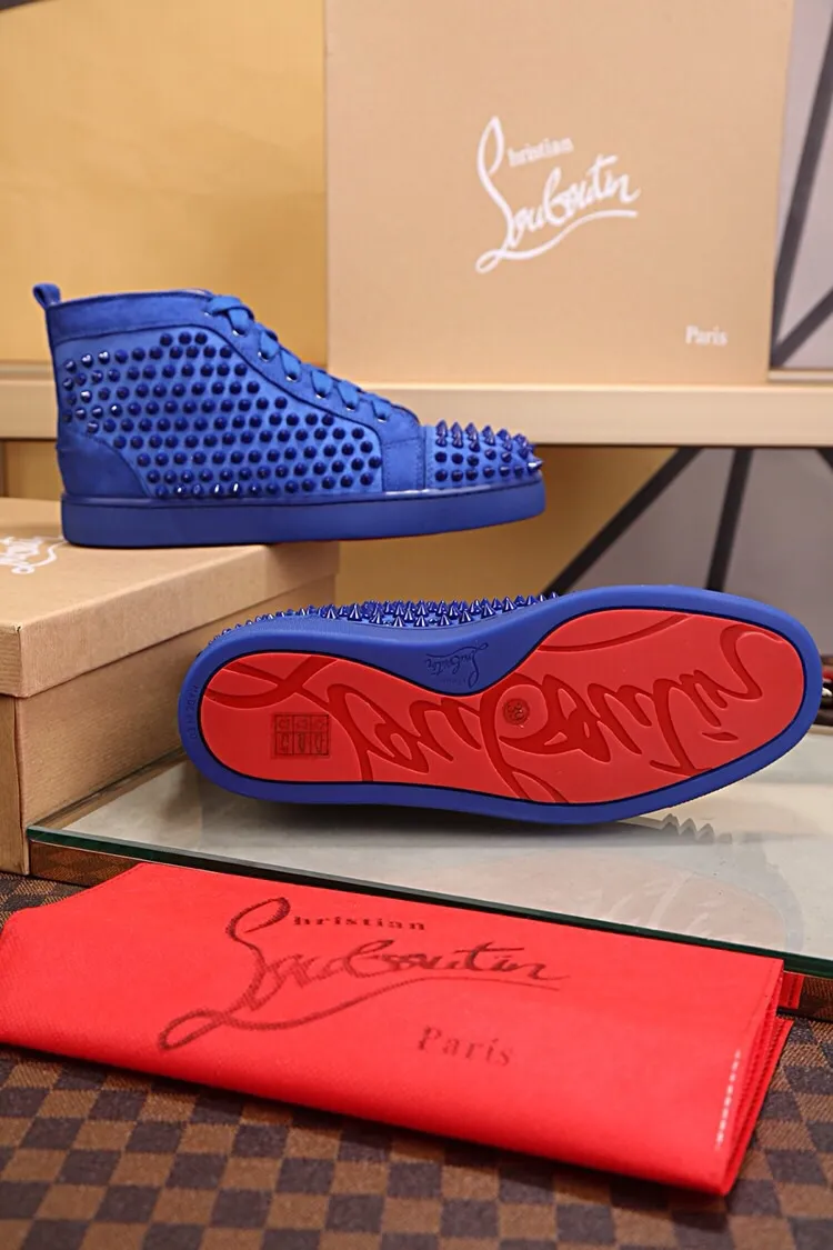 Ex-factory price 480. christian louboutin (CL red sole shoes) counter nail series, high-top casual sneakers for couples 📢 📢 📢 Exclusive hot style release 🎈🎈💪 Movable latex feet 👻 Finished outsole stitching line [satisfied] 😝Female 35-40# Male 38#-46, global supply😝 [Top version]: original imported cowhide upper, top original leather lining, original molded TPU outsole, original 1:1 detail processing, original shoe last, large quantity available from stock,